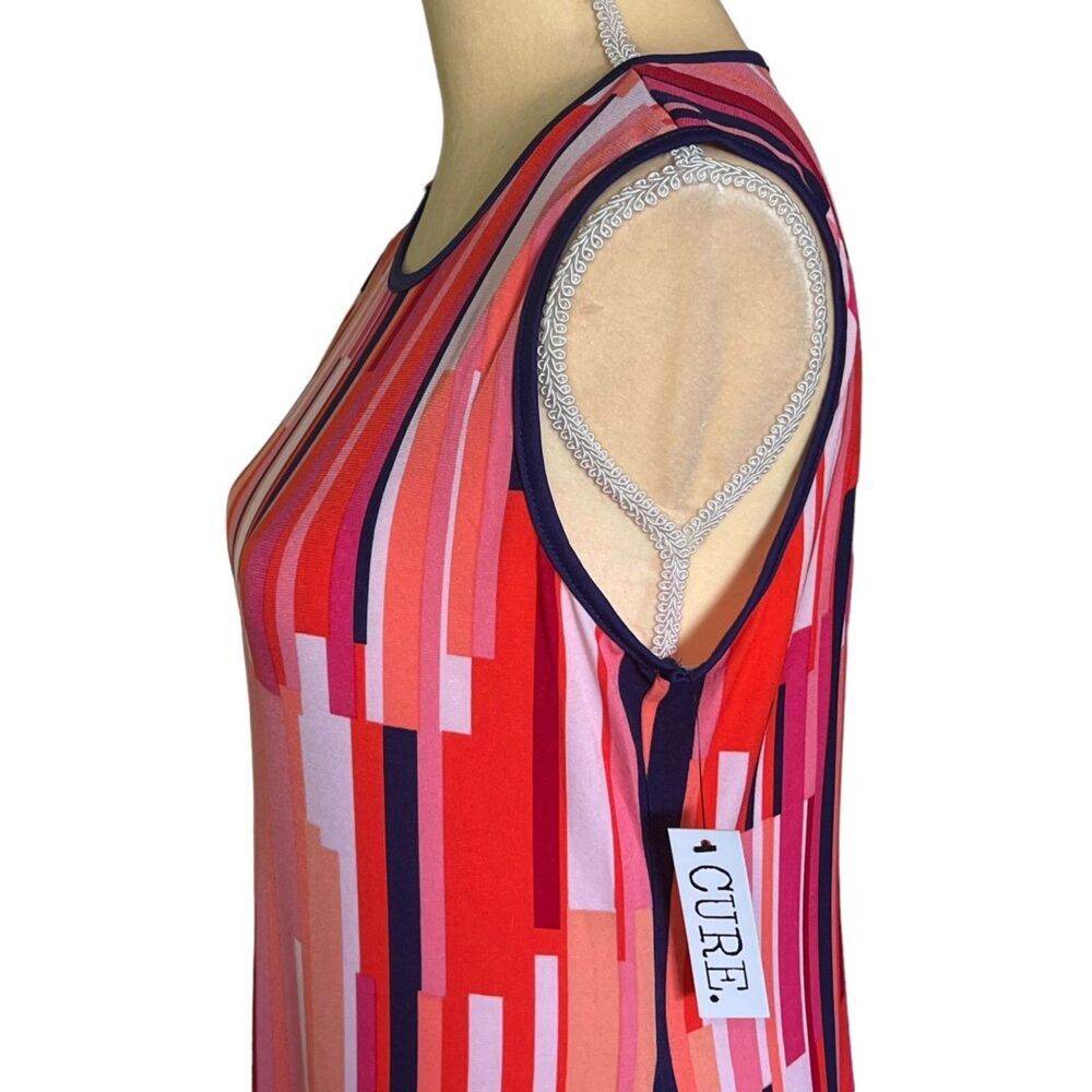 Cure Women's Colorful Striped Sleeveless Dress Size M Comfortable‎ and stretchy - Picture 3 of 16